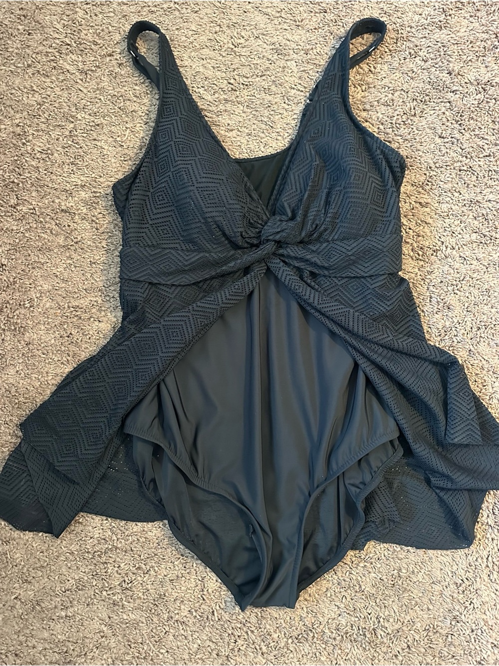 Black Twist-Front One-Piece Swimsuit